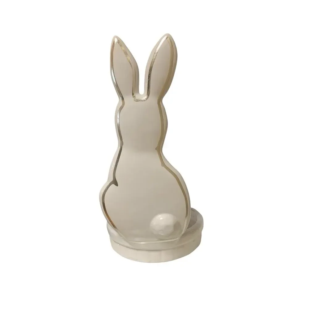Bath & Body Works Ceramic Easter Bunny Standing 3 Wick Candle Holder‎ White Rare